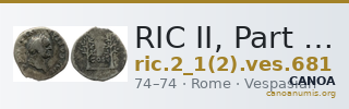RIC II, Part 1 (second edition) Vespasian 681 — CANOA
