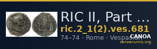 RIC II, Part 1 (second edition) Vespasian 681 — CANOA