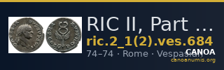 RIC II, Part 1 (second edition) Vespasian 684 — CANOA