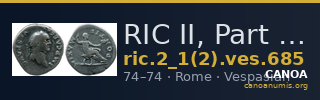 RIC II, Part 1 (second edition) Vespasian 685 — CANOA