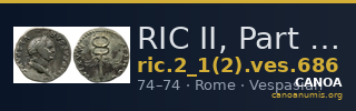 RIC II, Part 1 (second edition) Vespasian 686 — CANOA