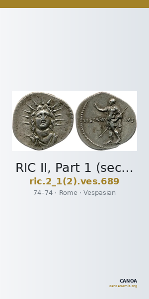 RIC II, Part 1 (second edition) Vespasian 689 — CANOA