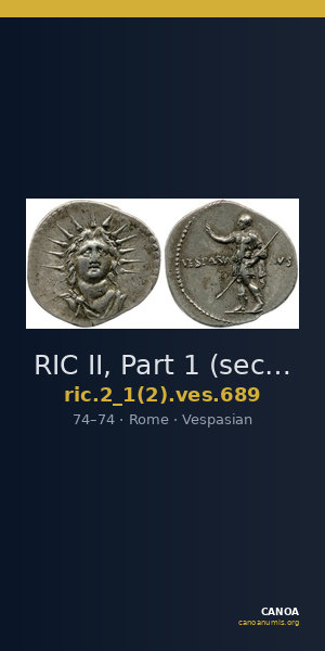 RIC II, Part 1 (second edition) Vespasian 689 — CANOA