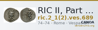 RIC II, Part 1 (second edition) Vespasian 689 — CANOA