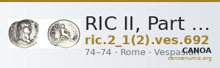 RIC II, Part 1 (second edition) Vespasian 692 — CANOA