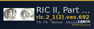 RIC II, Part 1 (second edition) Vespasian 692 — CANOA