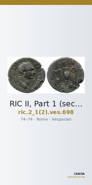 RIC II, Part 1 (second edition) Vespasian 698 — CANOA