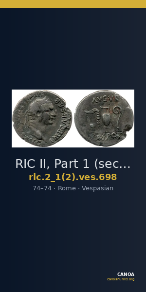 RIC II, Part 1 (second edition) Vespasian 698 — CANOA