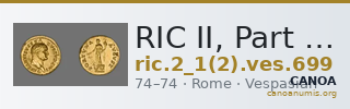 RIC II, Part 1 (second edition) Vespasian 699 — CANOA