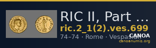 RIC II, Part 1 (second edition) Vespasian 699 — CANOA