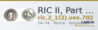 RIC II, Part 1 (second edition) Vespasian 702 — CANOA