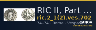 RIC II, Part 1 (second edition) Vespasian 702 — CANOA
