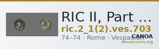 RIC II, Part 1 (second edition) Vespasian 703 — CANOA