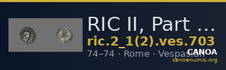 RIC II, Part 1 (second edition) Vespasian 703 — CANOA