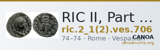 RIC II, Part 1 (second edition) Vespasian 706 — CANOA