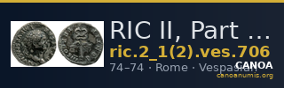 RIC II, Part 1 (second edition) Vespasian 706 — CANOA