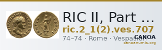 RIC II, Part 1 (second edition) Vespasian 707 — CANOA