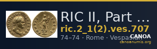 RIC II, Part 1 (second edition) Vespasian 707 — CANOA