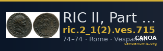 RIC II, Part 1 (second edition) Vespasian 715 — CANOA