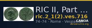 RIC II, Part 1 (second edition) Vespasian 716 — CANOA