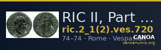 RIC II, Part 1 (second edition) Vespasian 720 — CANOA
