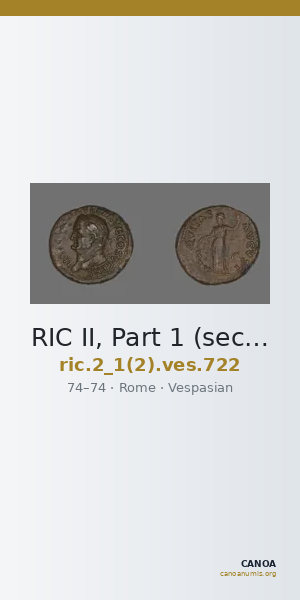 RIC II, Part 1 (second edition) Vespasian 722 — CANOA