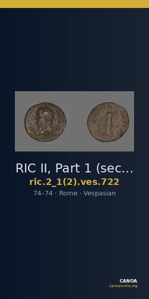 RIC II, Part 1 (second edition) Vespasian 722 — CANOA