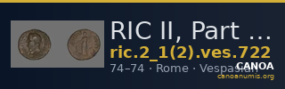 RIC II, Part 1 (second edition) Vespasian 722 — CANOA
