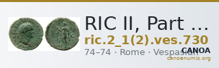 RIC II, Part 1 (second edition) Vespasian 730 — CANOA