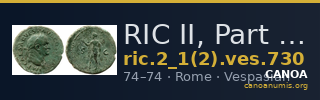 RIC II, Part 1 (second edition) Vespasian 730 — CANOA