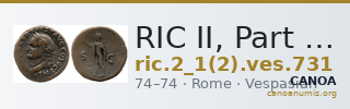 RIC II, Part 1 (second edition) Vespasian 731 — CANOA