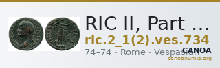 RIC II, Part 1 (second edition) Vespasian 734 — CANOA