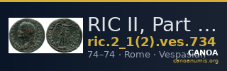 RIC II, Part 1 (second edition) Vespasian 734 — CANOA