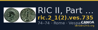 RIC II, Part 1 (second edition) Vespasian 735 — CANOA