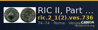 RIC II, Part 1 (second edition) Vespasian 736 — CANOA