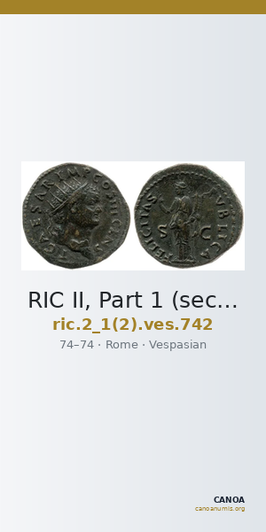 RIC II, Part 1 (second edition) Vespasian 742 — CANOA