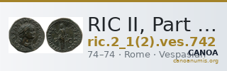 RIC II, Part 1 (second edition) Vespasian 742 — CANOA