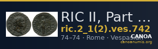 RIC II, Part 1 (second edition) Vespasian 742 — CANOA