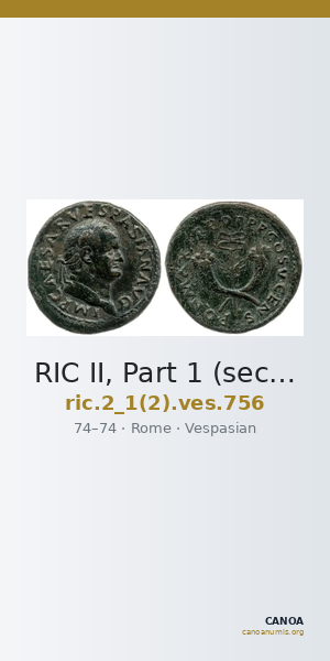 RIC II, Part 1 (second edition) Vespasian 756 — CANOA