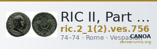 RIC II, Part 1 (second edition) Vespasian 756 — CANOA