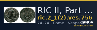 RIC II, Part 1 (second edition) Vespasian 756 — CANOA