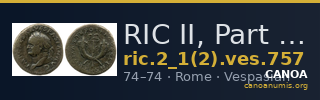 RIC II, Part 1 (second edition) Vespasian 757 — CANOA
