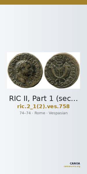 RIC II, Part 1 (second edition) Vespasian 758 — CANOA