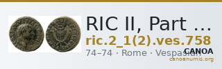 RIC II, Part 1 (second edition) Vespasian 758 — CANOA