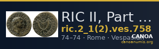 RIC II, Part 1 (second edition) Vespasian 758 — CANOA