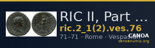 RIC II, Part 1 (second edition) Vespasian 76 — CANOA