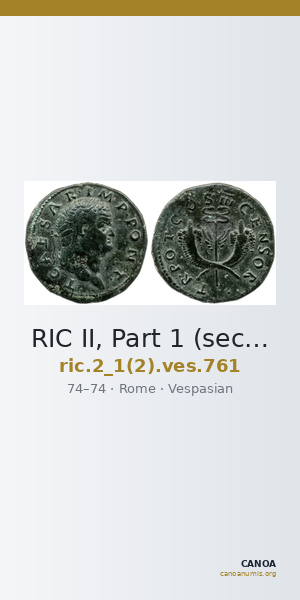 RIC II, Part 1 (second edition) Vespasian 761 — CANOA