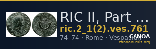 RIC II, Part 1 (second edition) Vespasian 761 — CANOA