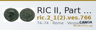 RIC II, Part 1 (second edition) Vespasian 766 — CANOA