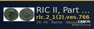 RIC II, Part 1 (second edition) Vespasian 766 — CANOA
